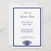 Aanvragen van de blauwe en witte Floral Aangepaste Kaart (Achterkant)