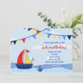 Aanvragen van de Nautical Sailboat Birthday Party Kaart (Staand voorkant)