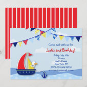 Aanvragen van de Nautical Sailboat Birthday Party Kaart (Voorkant / Achterkant)