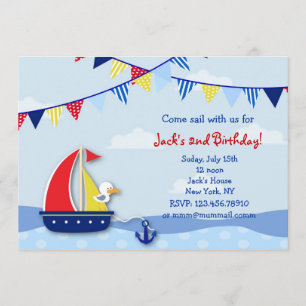 Aanvragen van de Nautical Sailboat Birthday Party Kaart