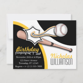 Aanvragen van de Trendy Yellow Baseball Birthday Kaart