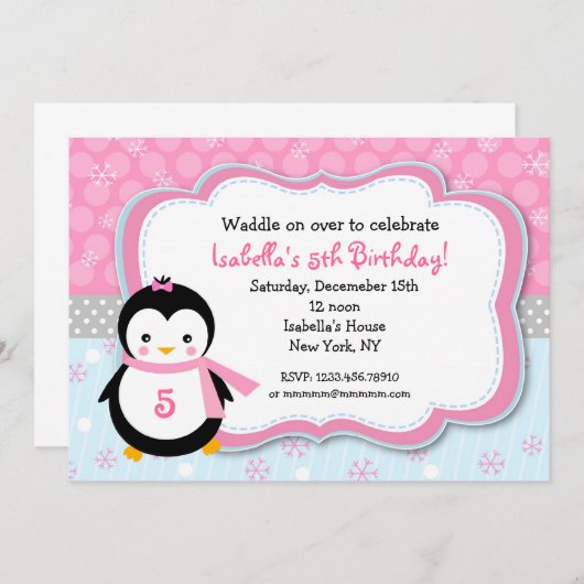 Aanvragen van Pinguïn Winter - Aangepaste verjaard Kaart (Voorkant / Achterkant)