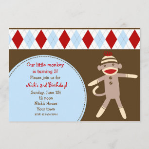 Aanvragen van SOK Monkey Custom Birthday Party Kaart