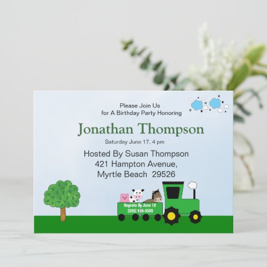 Aanvragen van Tractor Birthday Kaart (Staand voorkant)