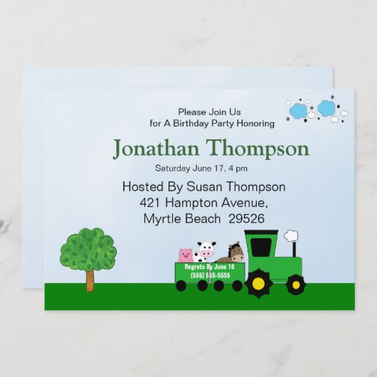 Aanvragen van Tractor Birthday Kaart (Voorkant / Achterkant)