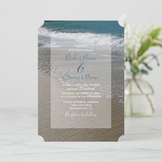 Aanvragen van zeestralen en zand bruiloft kaart (Staand voorkant)