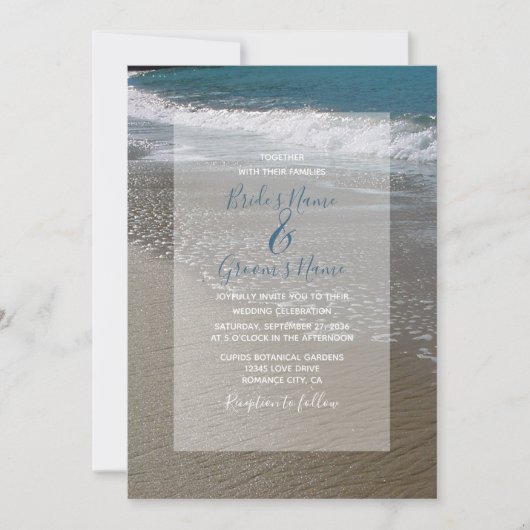 Aanvragen van zeestralen en zand bruiloft kaart (Voorkant)