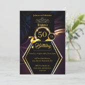 Aanvragen voor Aangepaste gouden en Paarse feestda Kaart (Staand voorkant)