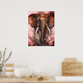 Aanvragende olifant — rood zien poster (Keuken)