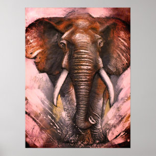 Aanvragende olifant — rood zien poster