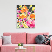 Aanvulling bij het verzamelen - Roze en Oranje blo Canvas Afdruk (Insitu (Woonkamer))