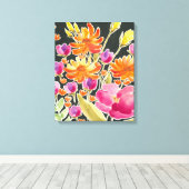 Aanvulling bij het verzamelen - Roze en Oranje blo Canvas Afdruk (Insitu (Houten vloer))