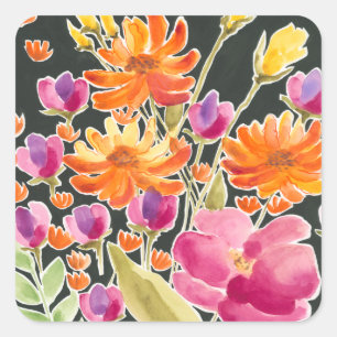 Aanvulling bij het verzamelen - Roze en Oranje blo Vierkante Sticker