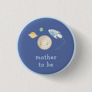 Aanwachtende Moeder Over De Maan Ruimteschip Baby Ronde Button 3,2 Cm
