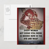 Aanwerving van Vrouw voor ATS en WAAF Briefkaart (Voorkant / Achterkant)