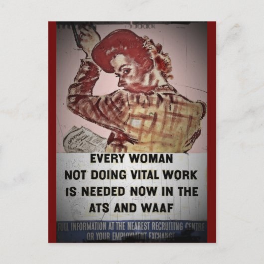 Aanwerving van Vrouw voor ATS en WAAF Briefkaart (Voorkant)