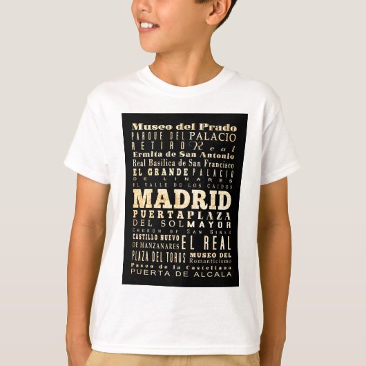 Aanwervingen en beroemde plaatsen in Madrid, Spanj T-shirt (Voorkant)