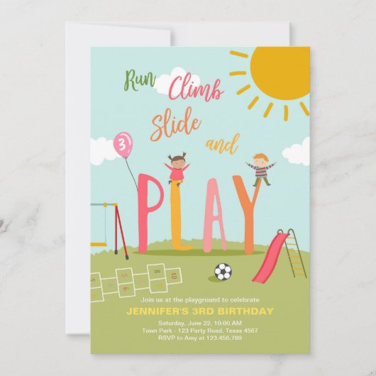 Aanwezige speeldag in parkmeisje kaart (Voorkant)