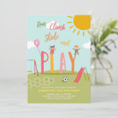 Aanwezige speeldag in parkmeisje kaart (Staand voorkant)