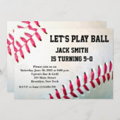 Aanwezige uitnodiging voor honkbal Aangepast Man (Voorkant / Achterkant)