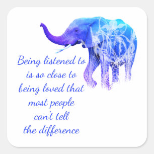Aanwezigheid als Liefde Elephant Animal art Vierkante Sticker
