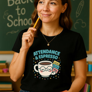 Aanwezigheid & Espresso; Schattigee docent Koffie  T-shirt