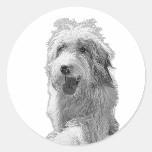 Aanwezigheid in Profiel – Monochroom Hond Portret Ronde Sticker