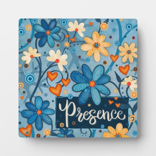 Aanwezigheid Inspirerend Hart Bloem  Blauw Fotoplaat (Voorkant)