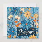 Aanwezigheid Inspirerend Hart Bloemen  Blauw Feestdagenkaart (Voorkant)