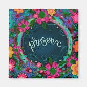 Aanwezigheid Leuk Blauw Roze Bloemen Inspirivity Magneet (Voorkant)