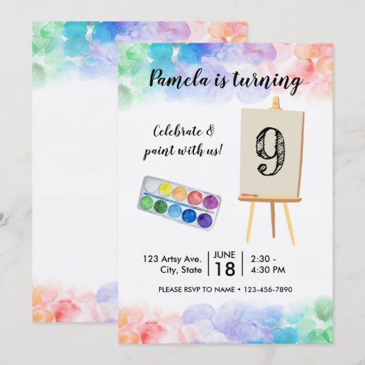 Aanwezigheid schilderen op verjaardag kaart (Voorkant / Achterkant)