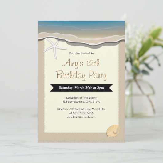 Aanwezigheid van Starfish & Seashell Beach Theme B Kaart (Staand voorkant)