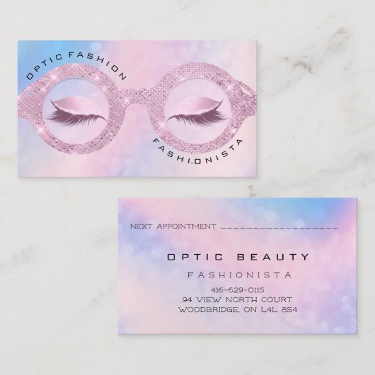 Aanwijzing optische Holografen roze ogen bril Contactkaartje (Voorkant / Achterkant)