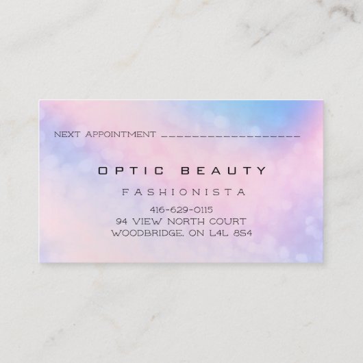 Aanwijzing optische Holografen roze ogen bril Contactkaartje (Achterkant)