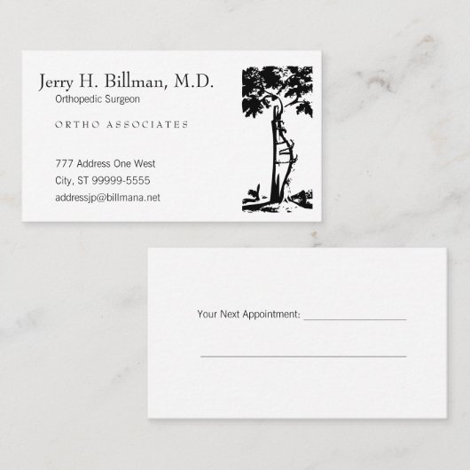 Aanwijzing orthopedisch gewas bomen afsprakenkaartje (Voorkant / Achterkant)