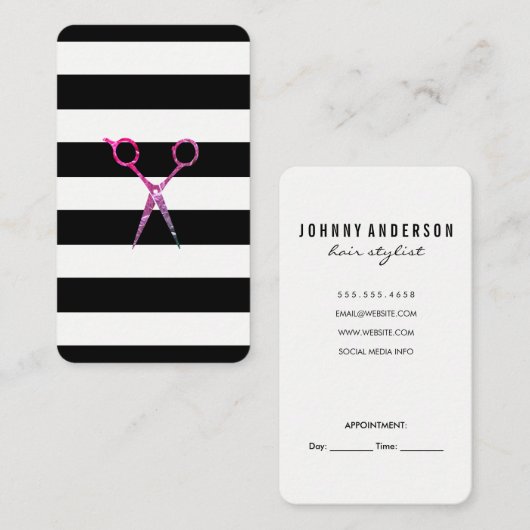 Aanwijzing Stripes Scissors Afsprakenkaartje (Voorkant / Achterkant)