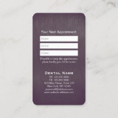 Aanwijzing van moderne Paarse tandheelkundige tand Afsprakenkaartje (Achterkant)