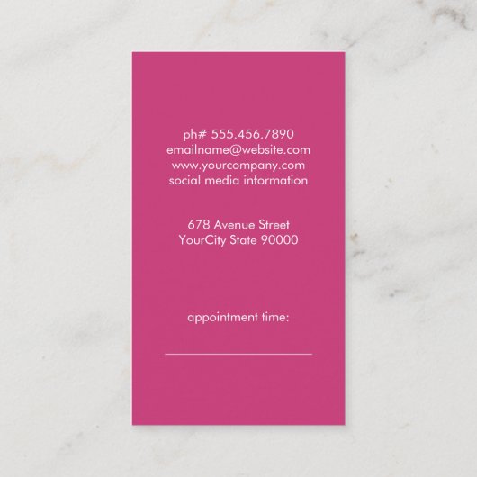 Aanwijzing van Shears en Hair Pins Afsprakenkaartje (Achterkant)