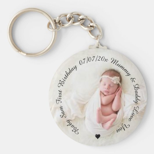 Aanwijzing voor baby-fotocadeaus sleutelhanger (Voorkant)