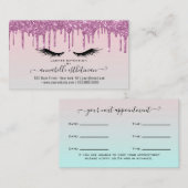 Aanwijzing voor Glitter Pink Eyelash Extension Visitekaartje (Voorkant / Achterkant)