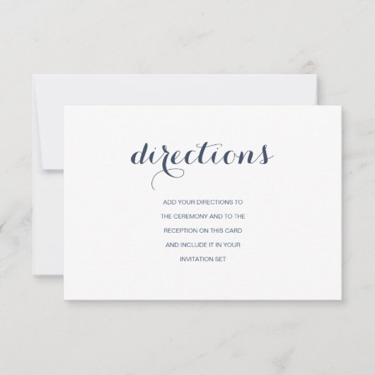 Aanwijzingen | Dusty Navy Wedding Direction Card Kaart (Voorkant)