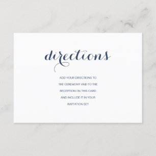 Aanwijzingen   Dusty Navy Wedding Direction Card Kaart