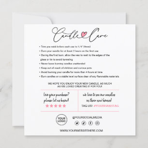 Aanwijzingen voor kaarszorg en klant bedankkaart