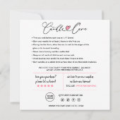 Aanwijzingen voor kaarszorg en klantendank bedankkaart (Achterkant)