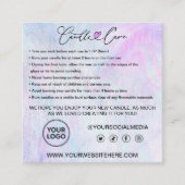 Aanwijzingen voor kaarszorg en klantendank U squa Vierkante Visitekaartje (Voorkant)