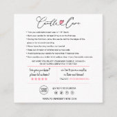 Aanwijzingen voor kaarszorg en klantendank vierkante visitekaartje (Voorkant)