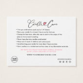 Aanwijzingen voor kaarszorg & Hartelijk dank Visitekaartje (Achterkant)