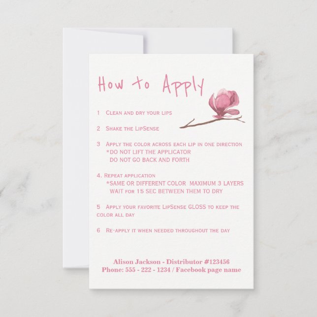 Aanwijzingen voor toepassing van lippenstift-verde (Voorkant)