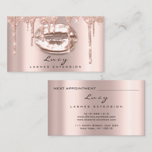 Aanwijzingskaart Lips Glitter Drift Spark Makeup Afsprakenkaartje (Voorkant / Achterkant)