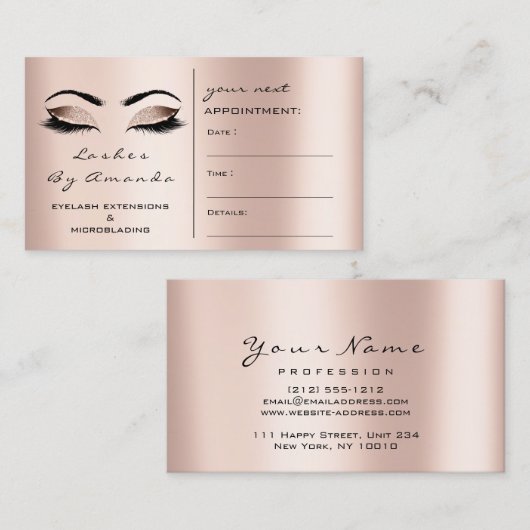 Aanwijzingskaart Makeup Artist Black Roos Lashes Afsprakenkaartje (Voorkant / Achterkant)